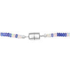 D'Joy Tansanit, Natürlicher, äthiopischer Welo Opal Halskette ca. 45 cm 925 Silber rhodiniert ca. 48.00 ct