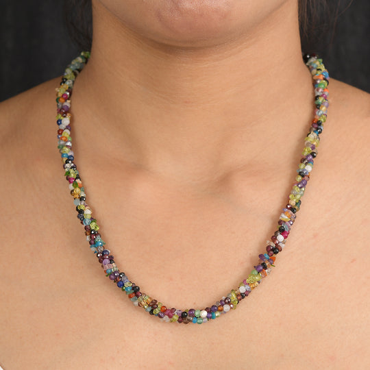 EVER TRUE Mehrfarbig Edelsteine Halskette ca. 50 cm + 5 cm Extender, 316L Edelstahl ca. 110,00 ct.