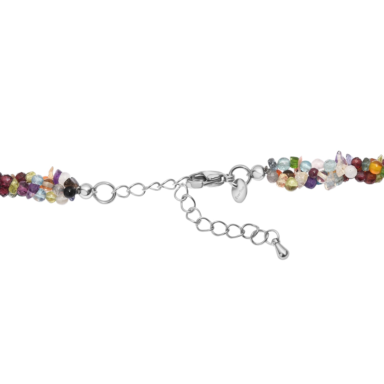EVER TRUE Mehrfarbig Edelsteine Halskette ca. 50 cm + 5 cm Extender, 316L Edelstahl ca. 110,00 ct.