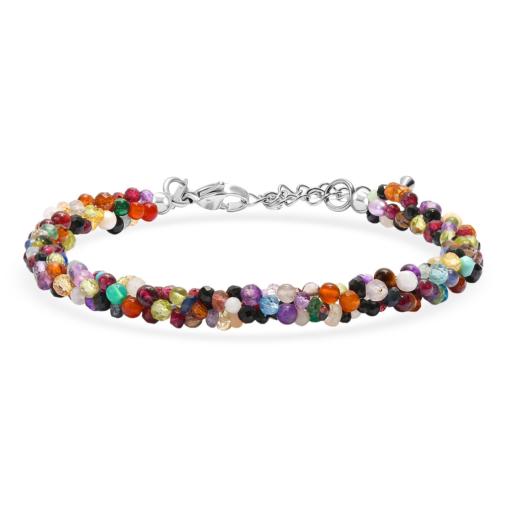 EVER TRUE Mehrfarbig Edelsteine Armband ca. 19 cm + 5 cm Extender, 316L Edelstahl ca. 50,00 ct.