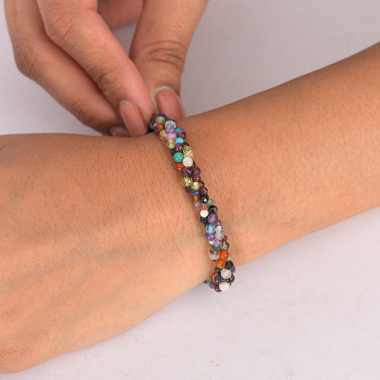 EVER TRUE Mehrfarbig Edelsteine Armband ca. 19 cm + 5 cm Extender, 316L Edelstahl ca. 50,00 ct.