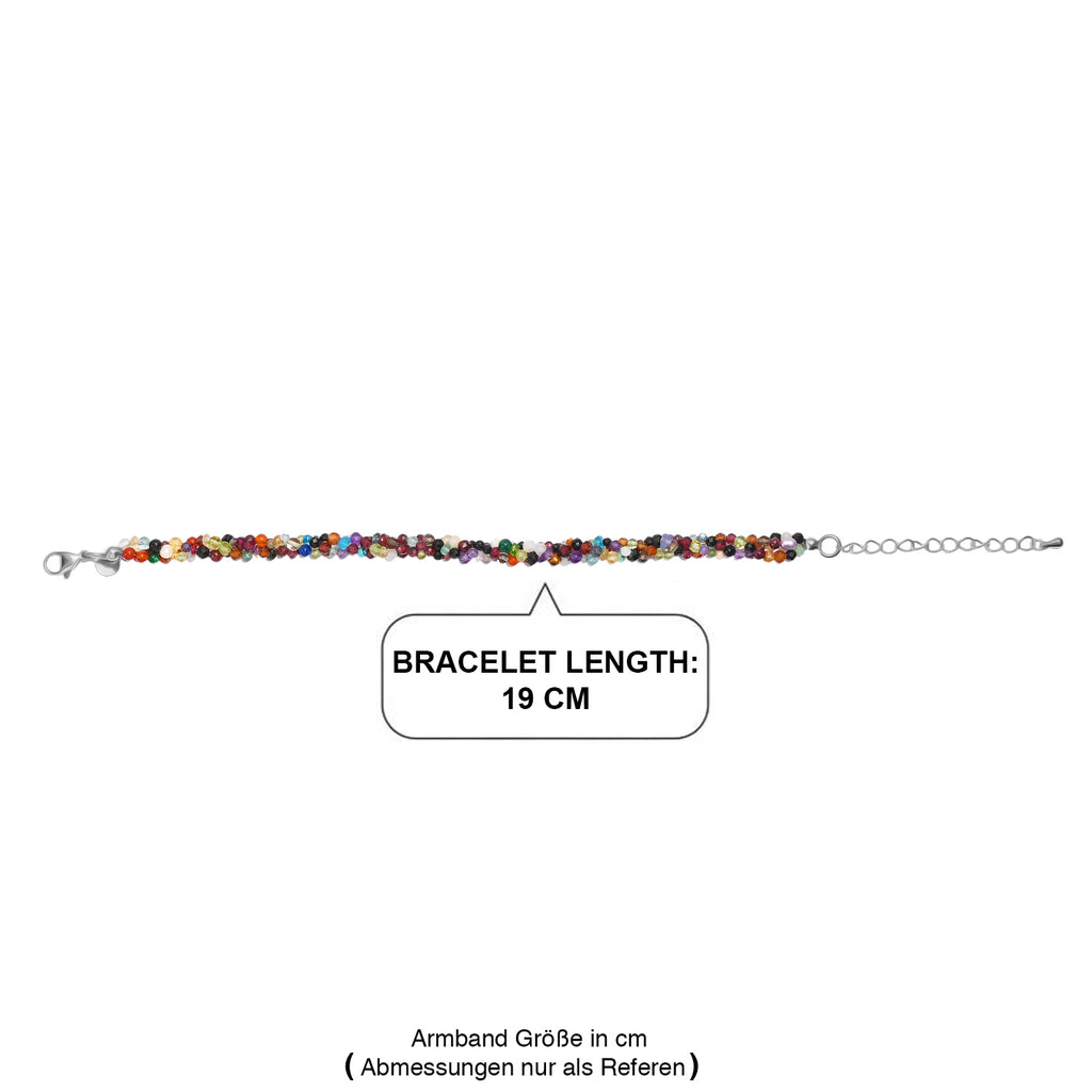 EVER TRUE Mehrfarbig Edelsteine Armband ca. 19 cm + 5 cm Extender, 316L Edelstahl ca. 50,00 ct.