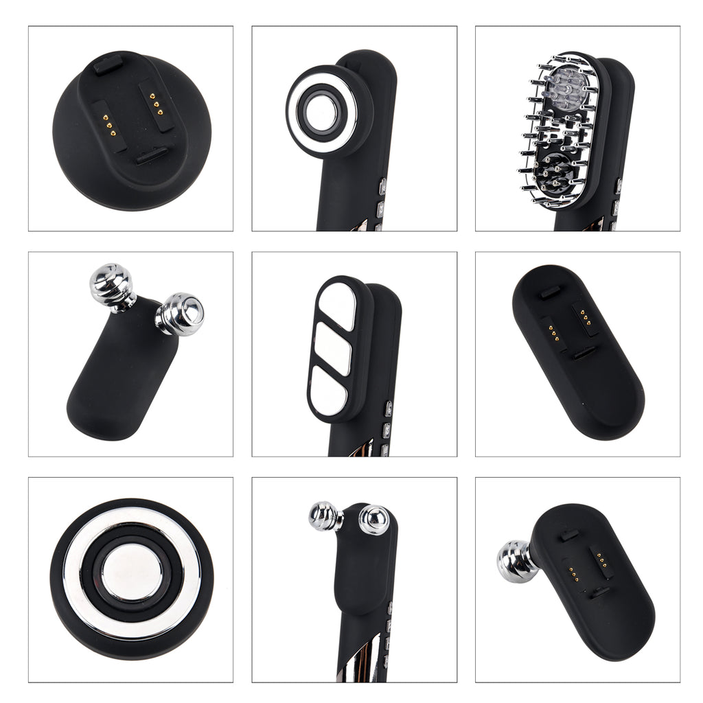 Beautch 4 in 1 Elektrisches Kopfhautmassagegerät mit 1800 mAh Akku, Schwarz Matt