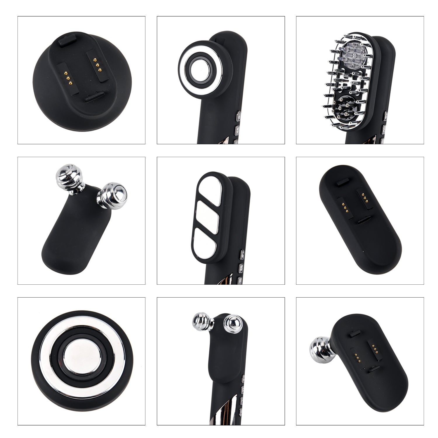 Beautch 4 in 1 Elektrisches Kopfhautmassagegerät mit 1800 mAh Akku, Schwarz Matt