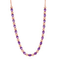 GP - AAA Rose De France Amethyst, Weißer Zirkon Halskette ca. 45 cm 925 Silber 750 Roségold Vermeil ca. 15,61 ct.