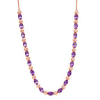 GP - AAA Rose De France Amethyst, Weißer Zirkon Halskette ca. 45 cm 925 Silber 750 Roségold Vermeil ca. 15,61 ct.