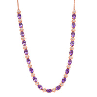 GP - AAA Rose De France Amethyst, Weißer Zirkon Halskette ca. 45 cm 925 Silber 750 Roségold Vermeil ca. 15,61 ct.