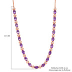 GP - AAA Rose De France Amethyst, Weißer Zirkon Halskette ca. 45 cm 925 Silber 750 Roségold Vermeil ca. 15,61 ct.