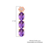 GP - AAA Rose De France Amethyst, Weißer Zirkon Ohrringe 925 Silber 750 Roségold Vermeil ca. 4,85 ct.