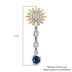 GP - Kyanit, Kanchanaburi Blauer Saphir Ohrringe 925 Silber Rhodiniert und 750 Gelbgold Vermeil ca. 1,02 ct.