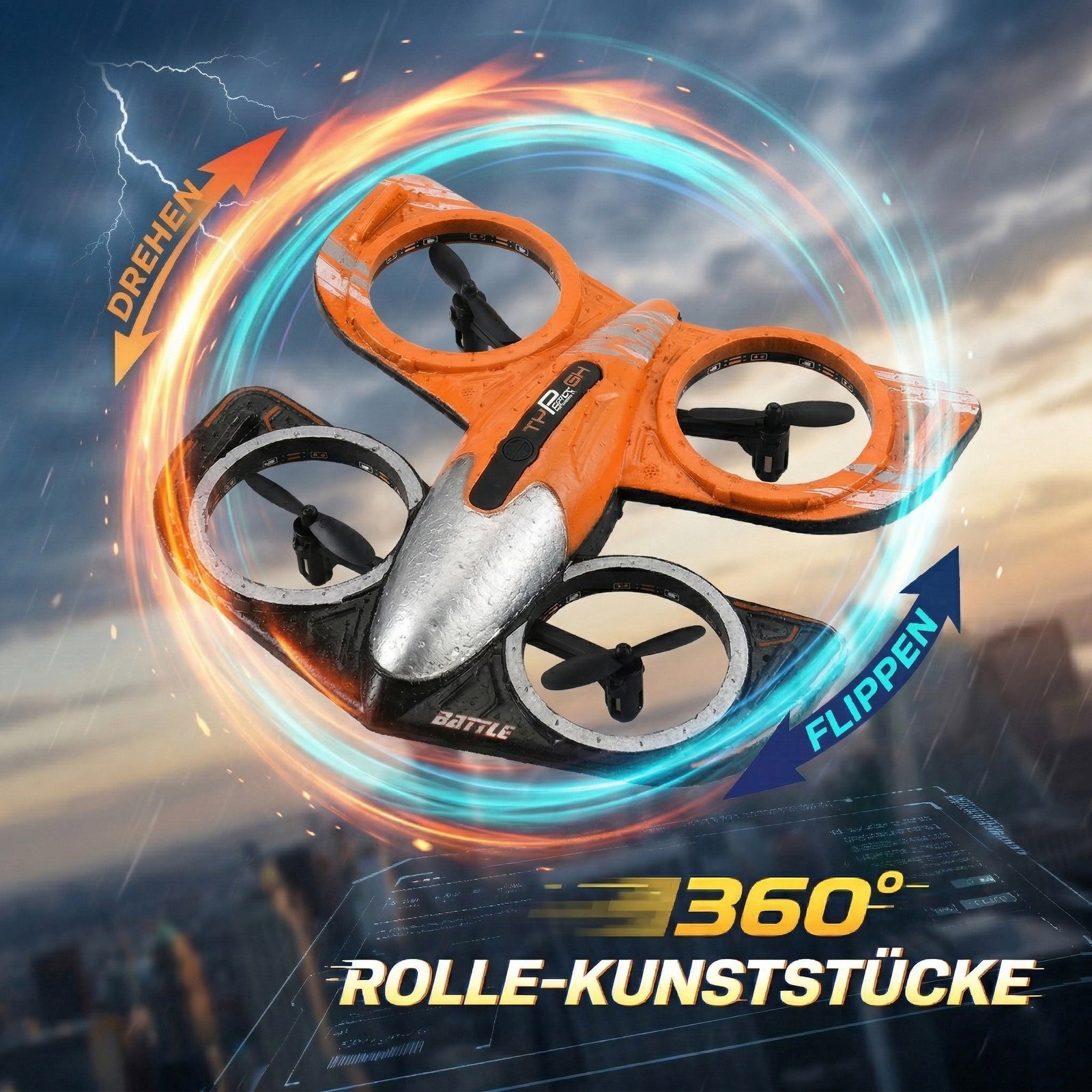 Mini-Drohne mit 360 grad-Flugmanövern, Höhenhaltefunktion, Ein-Tasten-Start und -Landung, Geschwindigkeitsregelung, langer Flugzeit und Fernbedienung
