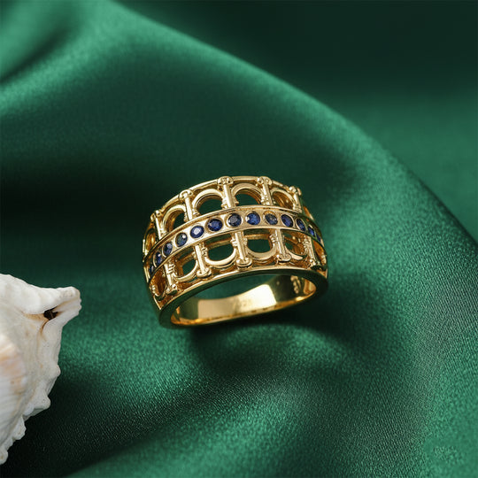 GP - Kanchanaburi Blauer Saphir Ring 925 Silber 750 Gelbgold Vermeil (Größe 20.00) ca. 0,46 ct