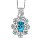 D'Joy AAA Betroka blauer Apatit und Moissanit Ring und Anhänger mit 50cm Kette