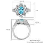 D'Joy AAA Betroka blauer Apatit und Moissanit Ring und Anhänger mit 50cm Kette