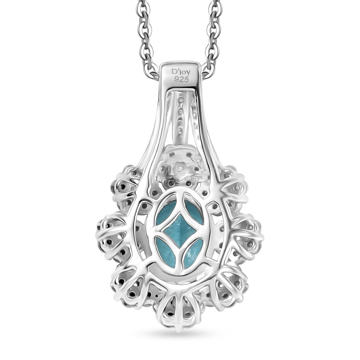 D'Joy AAA Betroka blauer Apatit und Moissanit Ring und Anhänger mit 50cm Kette