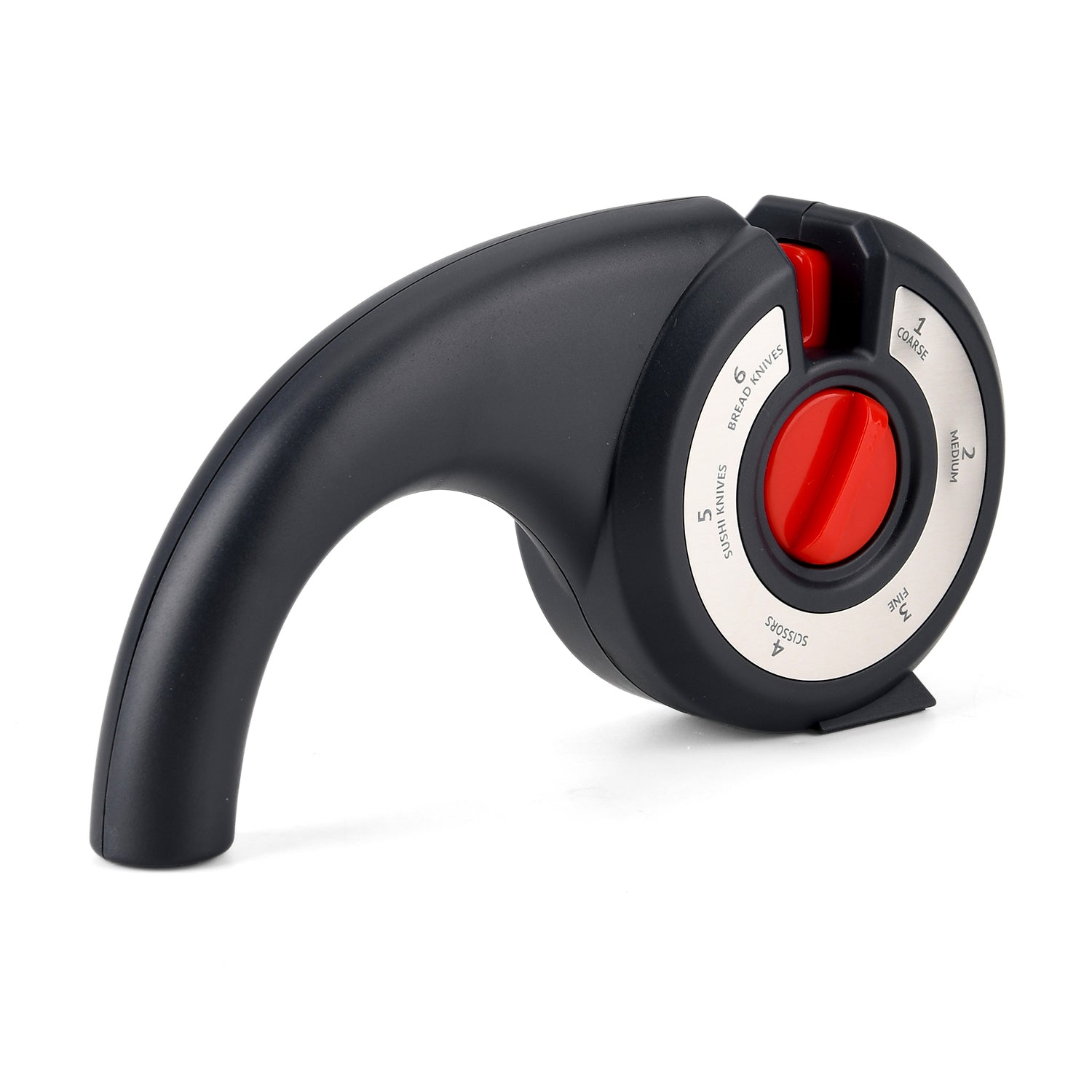 Manueller Messerschärfer, ABS und Edelstahl, 2 Stufen Schleifsystem, Schwarz
