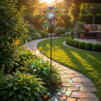 Solar Gartenleuchte Windrad, Eisen, 140 cm, Mehrfarbig