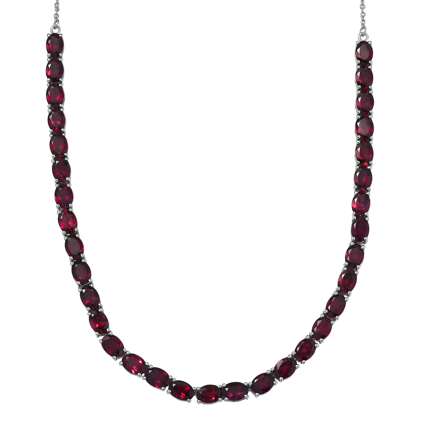 D'Joy AA Natürlicher Rhodolith Granat Halskette ca. 45 cm 925 Silber rhodiniert ca. 31,68 ct.