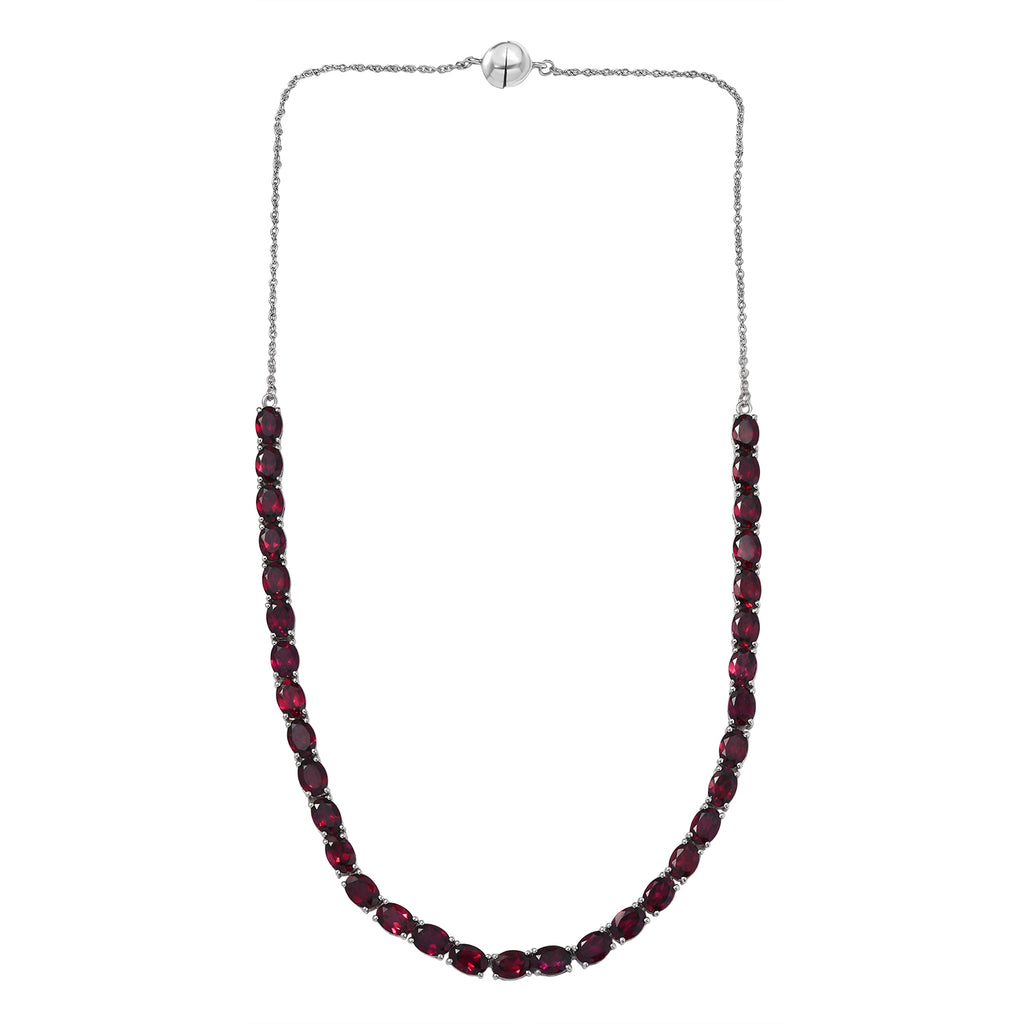 D'Joy AA Natürlicher Rhodolith Granat Halskette ca. 45 cm 925 Silber rhodiniert ca. 31,68 ct.