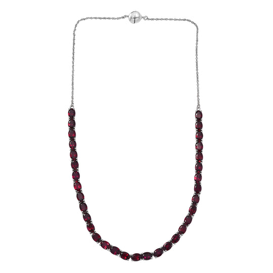 D'Joy AA Natürlicher Rhodolith Granat Halskette ca. 45 cm 925 Silber rhodiniert ca. 31,68 ct.