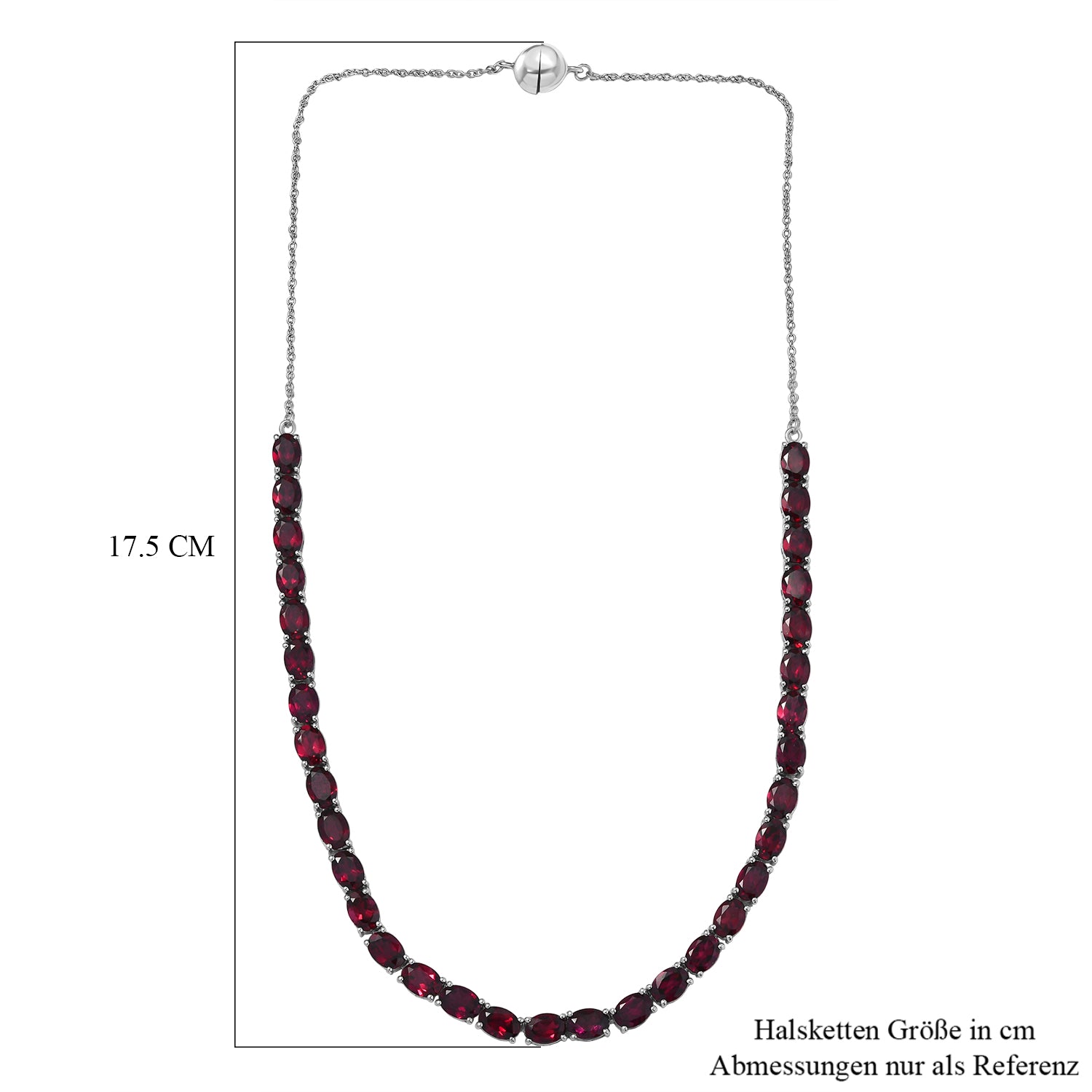 D'Joy AA Natürlicher Rhodolith Granat Halskette ca. 45 cm 925 Silber rhodiniert ca. 31,68 ct.