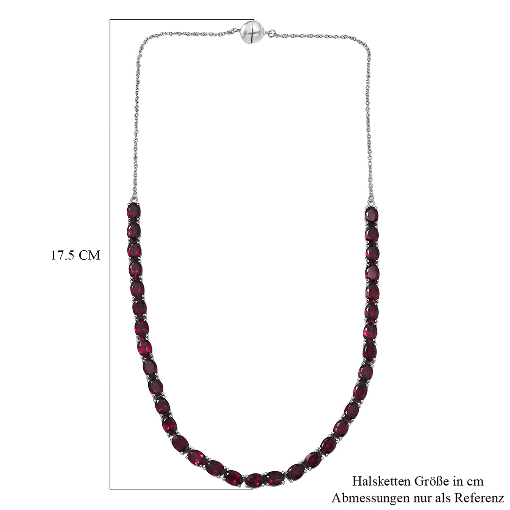 D'Joy AA Natürlicher Rhodolith Granat Halskette ca. 45 cm 925 Silber rhodiniert ca. 31,68 ct.