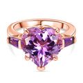 GP Amore - AA Rose De France Amethyst, Afrikanischer Amethyst Ring 925 Silber 750 Roségold Vermeil (Größe 19.00) ca. 6.42 ct
