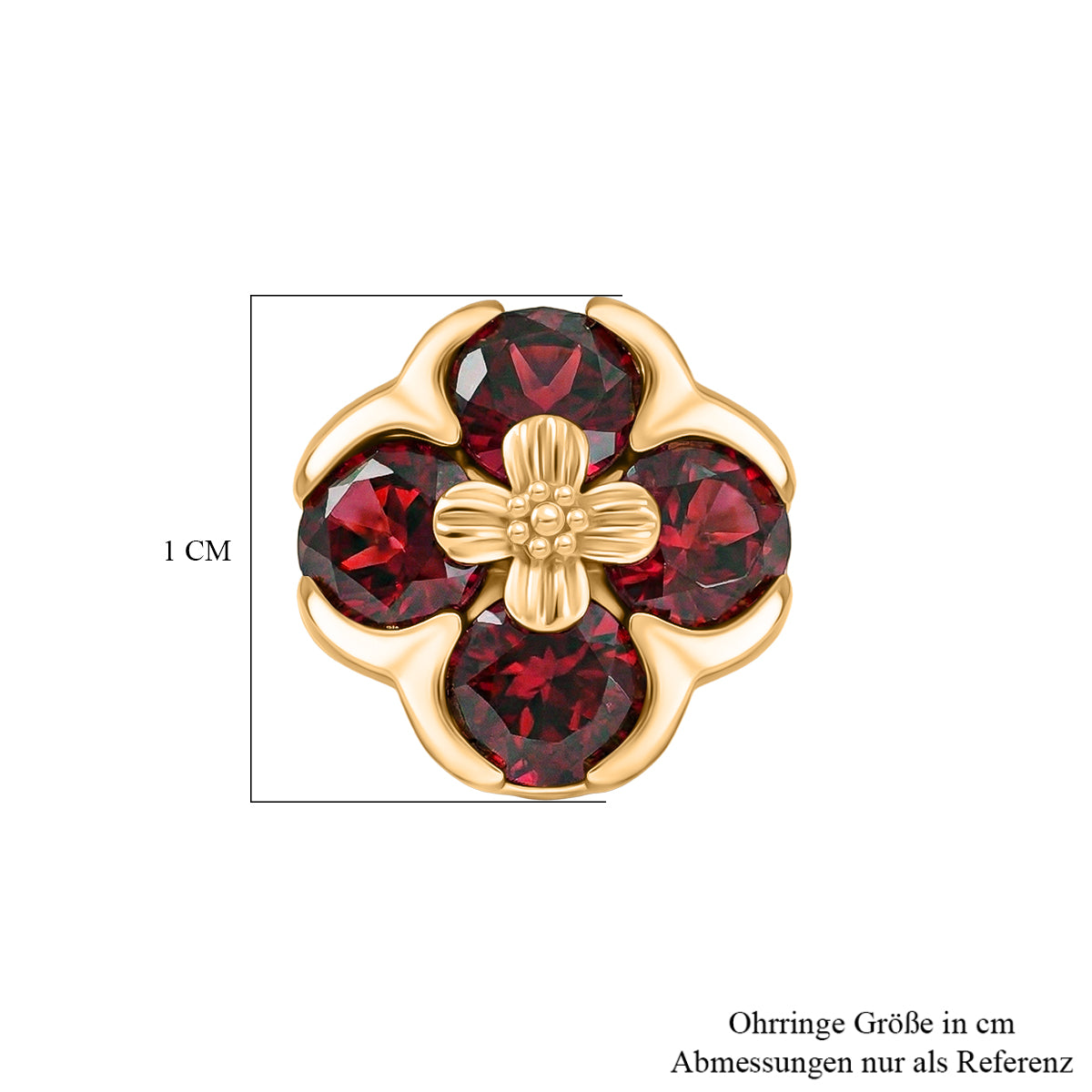 D'Joy AA Natürlicher Rhodolith Granat Ohrringe 925 Silber 750 Gelb Vergoldet ca. 2.30 ct