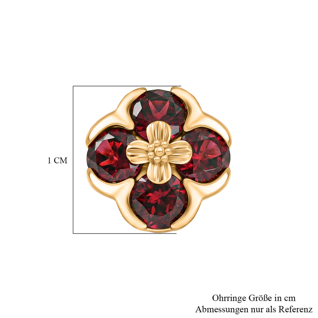 D'Joy AA Natürlicher Rhodolith Granat Ohrringe 925 Silber 750 Gelb Vergoldet ca. 2.30 ct