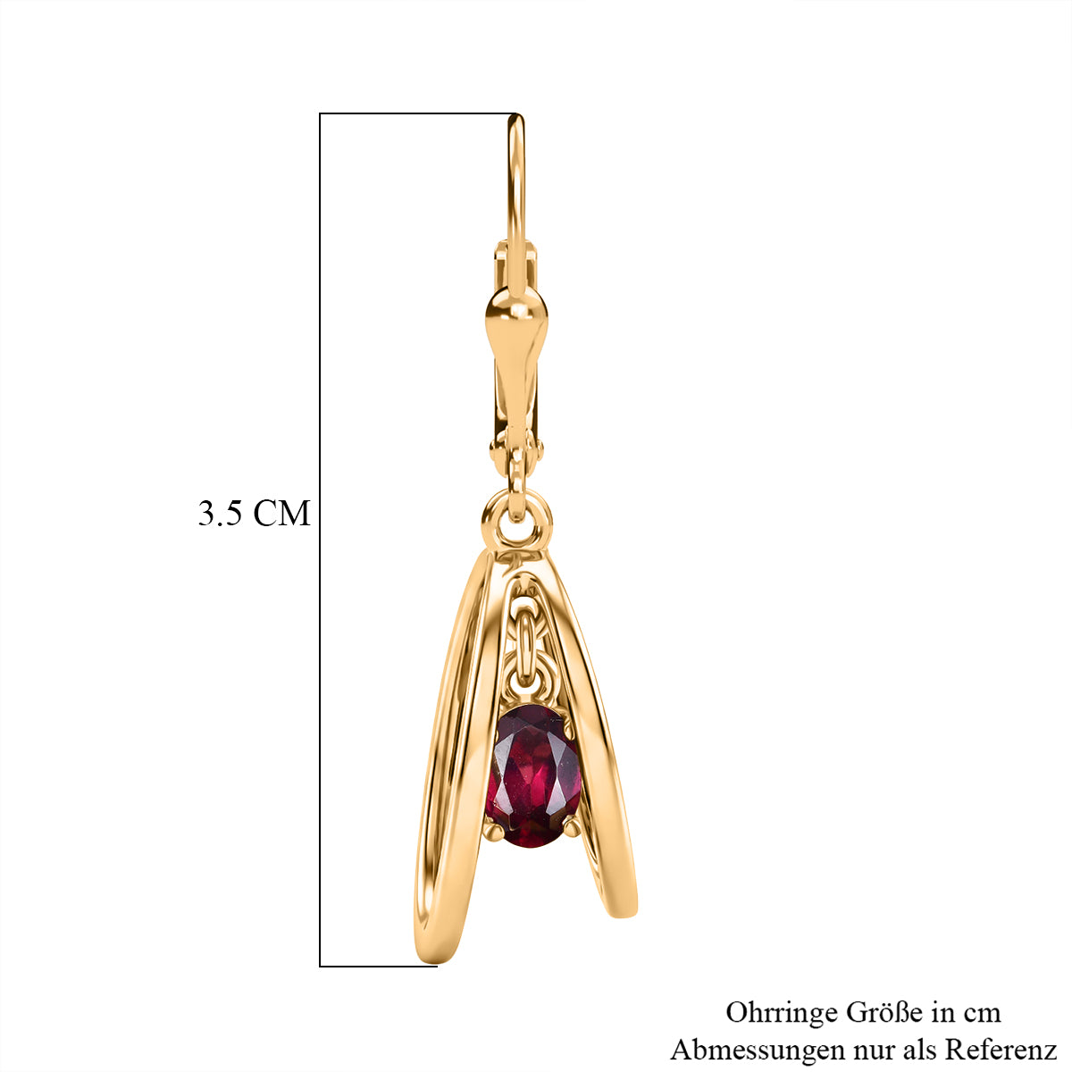 D'Joy AA Natürlicher Rhodolith Granat Ohrringe 925 Silber 750 Gelb Vergoldet ca. 1.16 ct