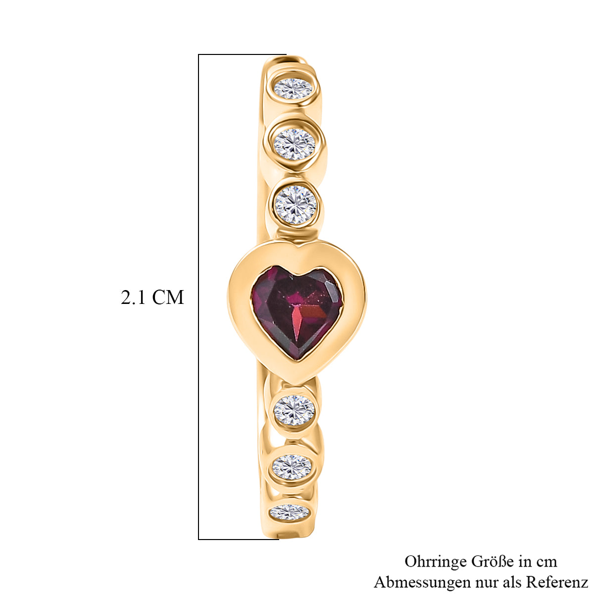 D'Joy AA Natürlicher Rhodolith Granat, Weißer Zirkon Ohrringe 925 Silber 750 Gelb Vergoldet ca. 1.35 ct