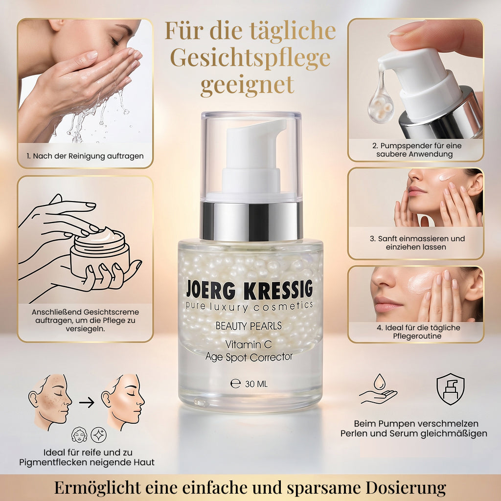 JOERG KRESSIG Beauty Pearls Gesichtsserum, Vitamin-C Age Spot Corrector: Für ebenmässige, klare, strahlende Haut, 30ml