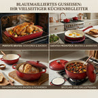 20cm  Cast Iron Pot                     28x22 Oval Cast Iron Pot            26cm Dual Cast Iron Pot  30x21cm Cast Iron Roaster                                  16cm Cast Iron Fry Pan                      Trivet Color:Red Material:cast iron