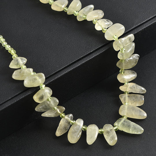 D'Joy Natürlicher grüner Kunzit, Peridot Halskette ca. 45 cm + 5 cm Extender, 925 Silber rhodiniert ca. 110,00 ct.