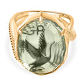 GP - AA Prasiolith, Kanchanaburi Blauer Saphir Ring 925 Silber 750 Gelbgold Vermeil (Größe 17.00) ca. 16,50 ct