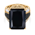 D'Joy Schwarzer Spinell, Moissanit Ring 925 Silber 750 Gelbgold Vermeil   (Größe 19.00) ca. 23.27 ct