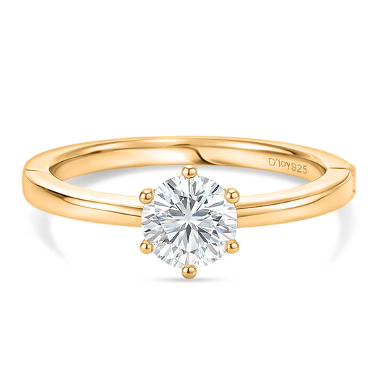 D'Joy Moissanit Ring 925 Silber vergoldet (Größe 20.00) ca. 0,99 ct
