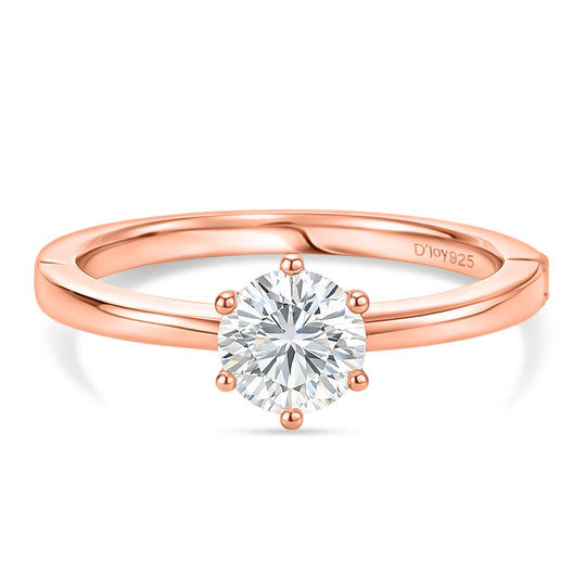 D'Joy Moissanit Ring 925 Silber rosévergoldet (Größe 20.00) ca. 0,99 ct