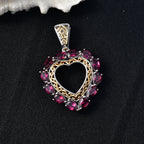 D'Joy AA Natürlicher Rhodolith Granat Anhänger 925 Silber platiniert und vergoldet ca. 3.11 ct