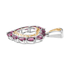 D'Joy AA Natürlicher Rhodolith Granat Anhänger 925 Silber platiniert und vergoldet ca. 3.11 ct