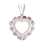 D'Joy AA Natürlicher Rhodolith Granat Anhänger 925 Silber platiniert und vergoldet ca. 3.11 ct
