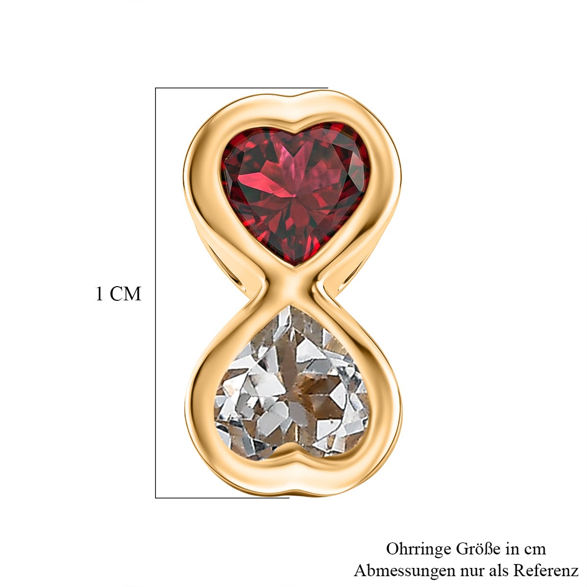 D'Joy AA Weißer Topas, Natürlicher Rhodolith Granat Ohrringe 925 Silber 750 Gelb Vergoldet ca. 1,34 ct.