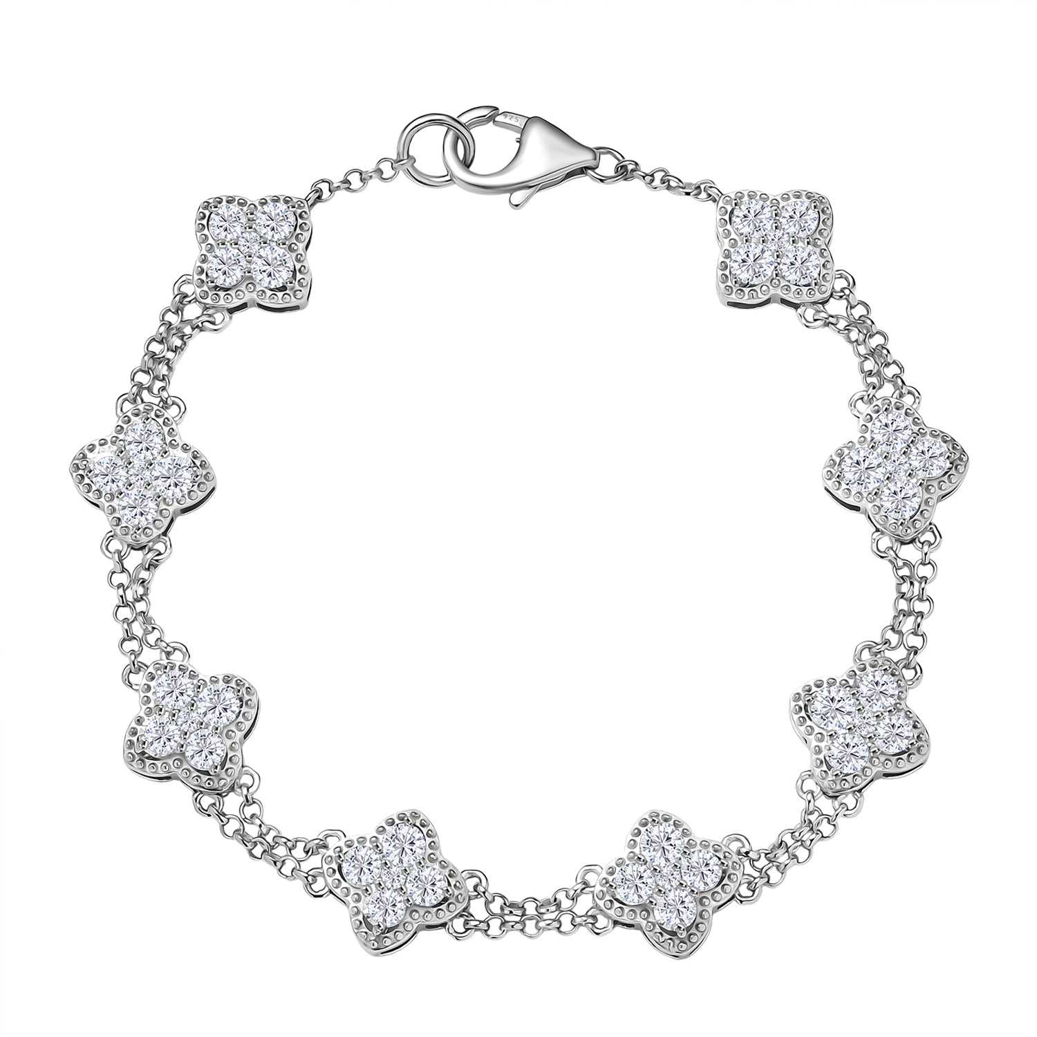 D'Joy Moissanit Armband ca. 19 cm 925 Silber rhodiniert ca. 3,41 ct.
