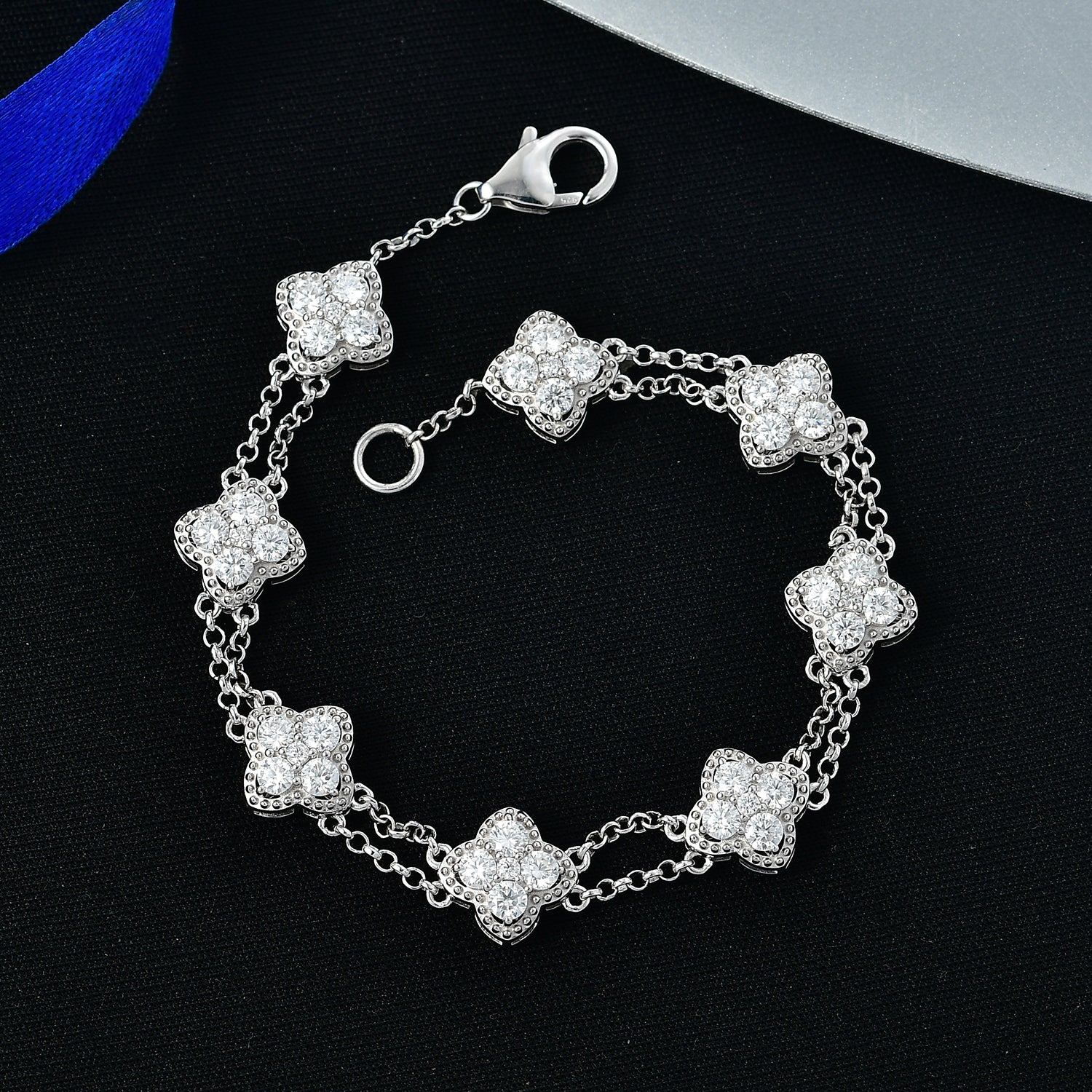 D'Joy Moissanit Armband ca. 19 cm 925 Silber rhodiniert ca. 3,41 ct.