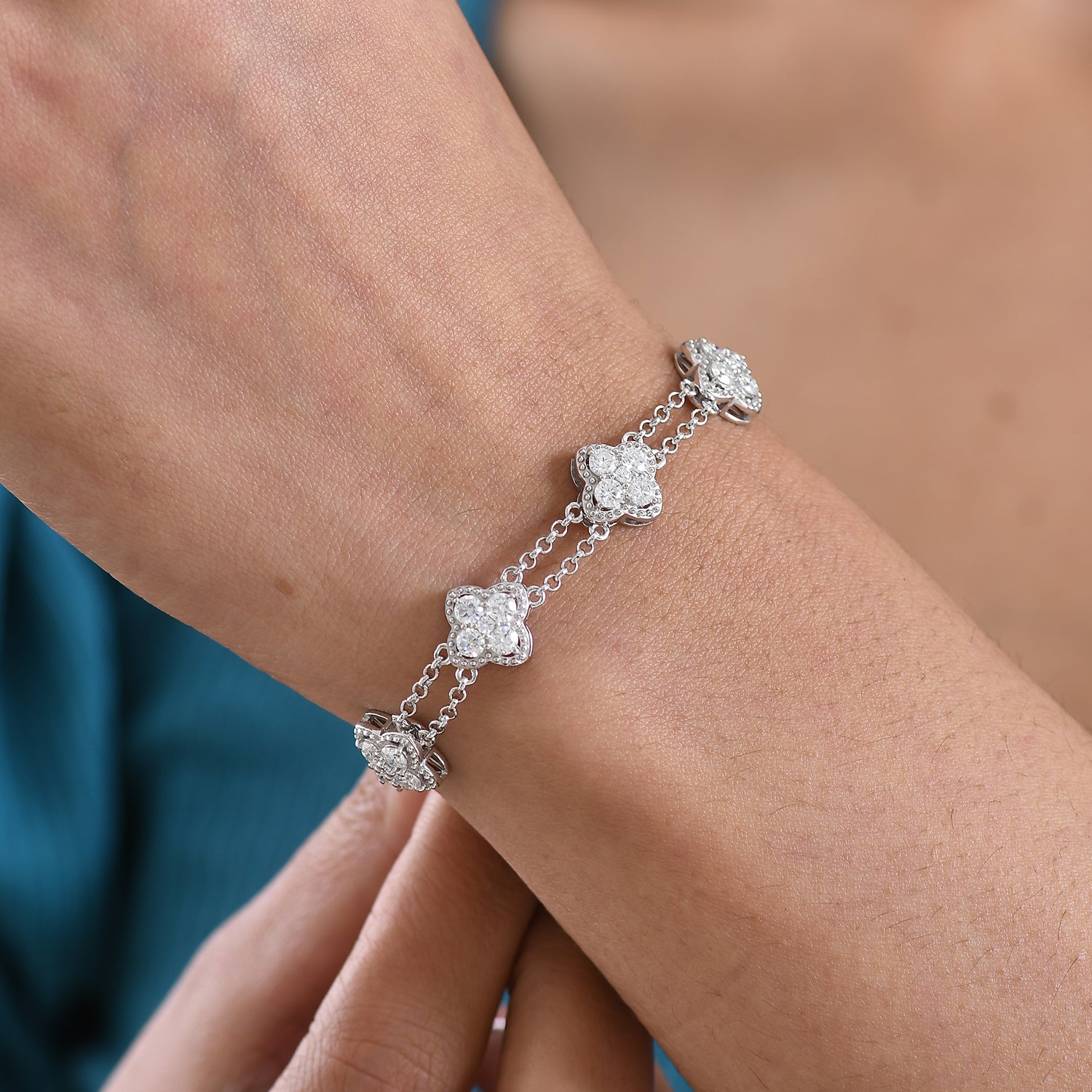 D'Joy Moissanit Armband ca. 19 cm 925 Silber rhodiniert ca. 3,41 ct.