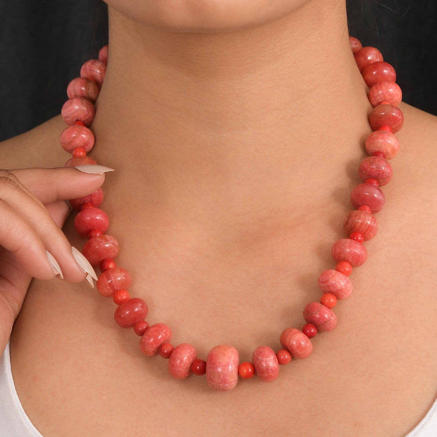 EVER TRUE Koralle Halskette ca. 45 cm Nickelfreies Messing platiniert ca. 500,00 ct.