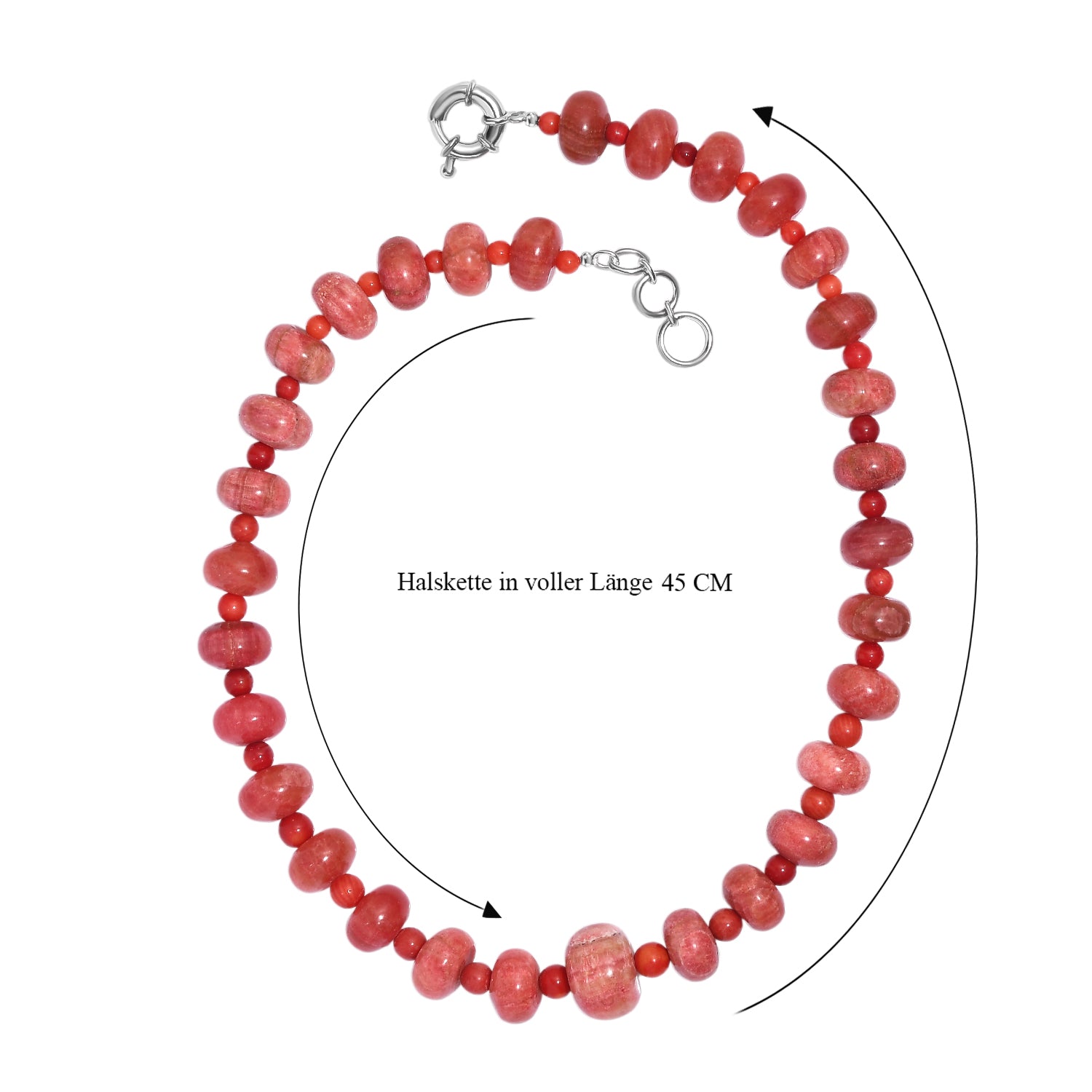 EVER TRUE Koralle Halskette ca. 45 cm Nickelfreies Messing platiniert ca. 500,00 ct.