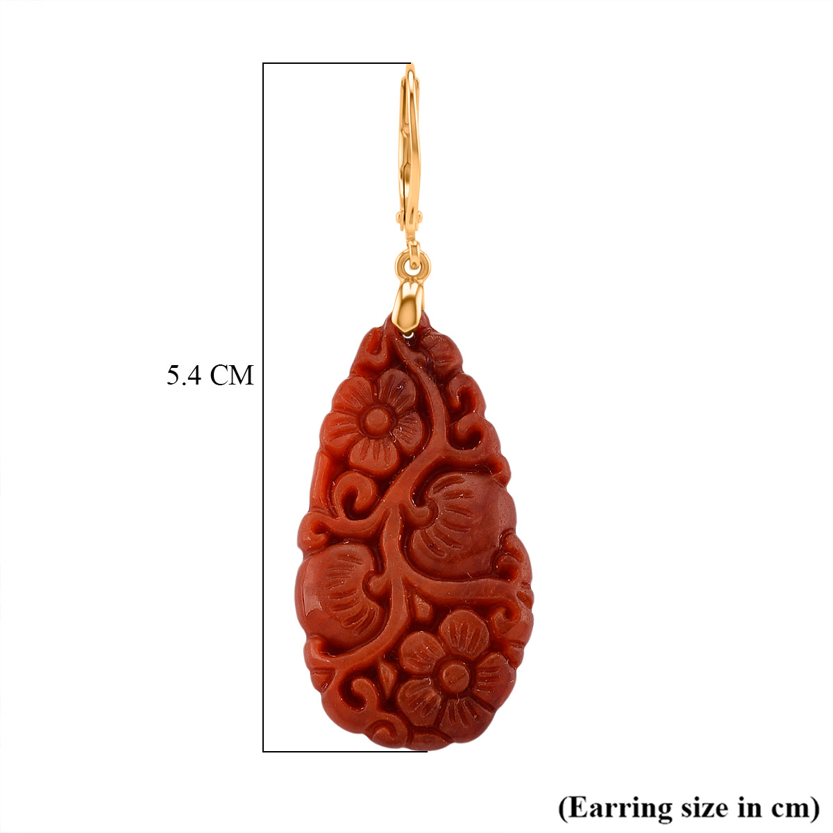 D'Joy Burmesischer Rote Jadeit Jade Ohrringe 925 Silber vergoldet ca. 35.00 ct