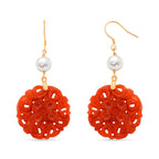 D'Joy Rote Jade, Zhuji Akoya-Perle (5-5.5mm) Ohrringe 925 Silber vergoldet