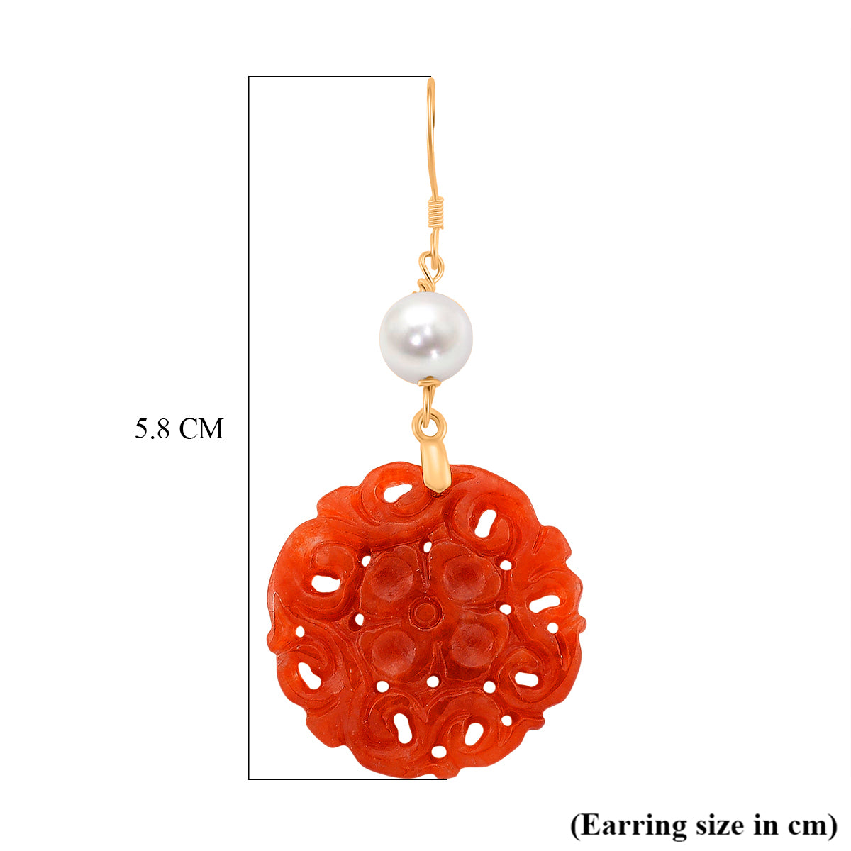 D'Joy Rote Jade, Zhuji Akoya-Perle (5-5.5mm) Ohrringe 925 Silber vergoldet